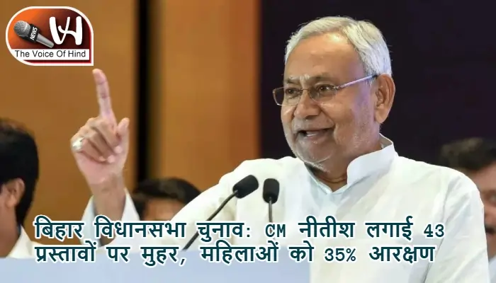 बिहार विधानसभा चुनाव: CM नीतीश लगाई 43 प्रस्तावों पर मुहर, महिलाओं को 35% आरक्षण