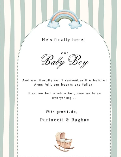 परिणीति और राघव के लाइफ में नन्हे राजकुमार ने ली एंट्री