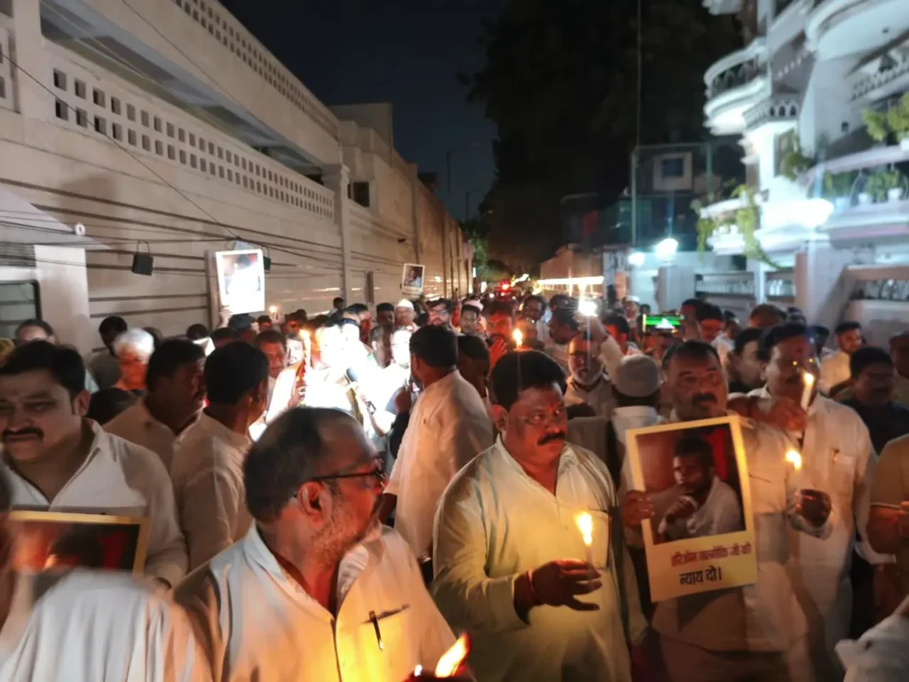 हरिओम वाल्मीकि न्याय के लिए कांग्रेस का कैंडल मार्च