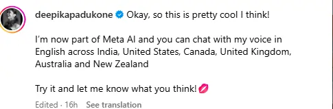 दीपिका पादुकोण बनीं Meta AI की आवाज़ देने वाली पहली भारतीय!