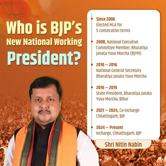 BJP कार्यकारी राष्ट्रीय अध्यक्ष नितिन नबीन का राजनीतिक सफर