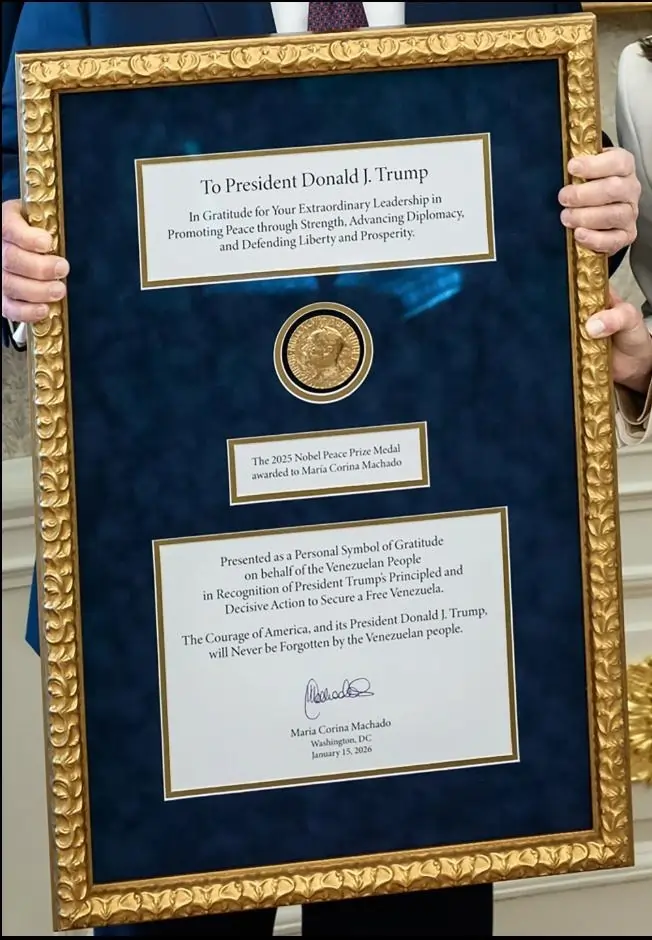 मचाडो ने अपना नोबेल शांति पुरस्कार ट्रंप को किया भेंट, चहक उठे ट्रंप