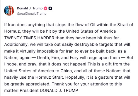 होर्मुज संकट: तेल जहाज रोके तो ईरान पर 20 गुना हमला- ट्रंप