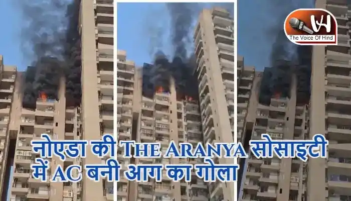 नोएडा की The Aranya सोसाइटी में AC बनी आग का गोला